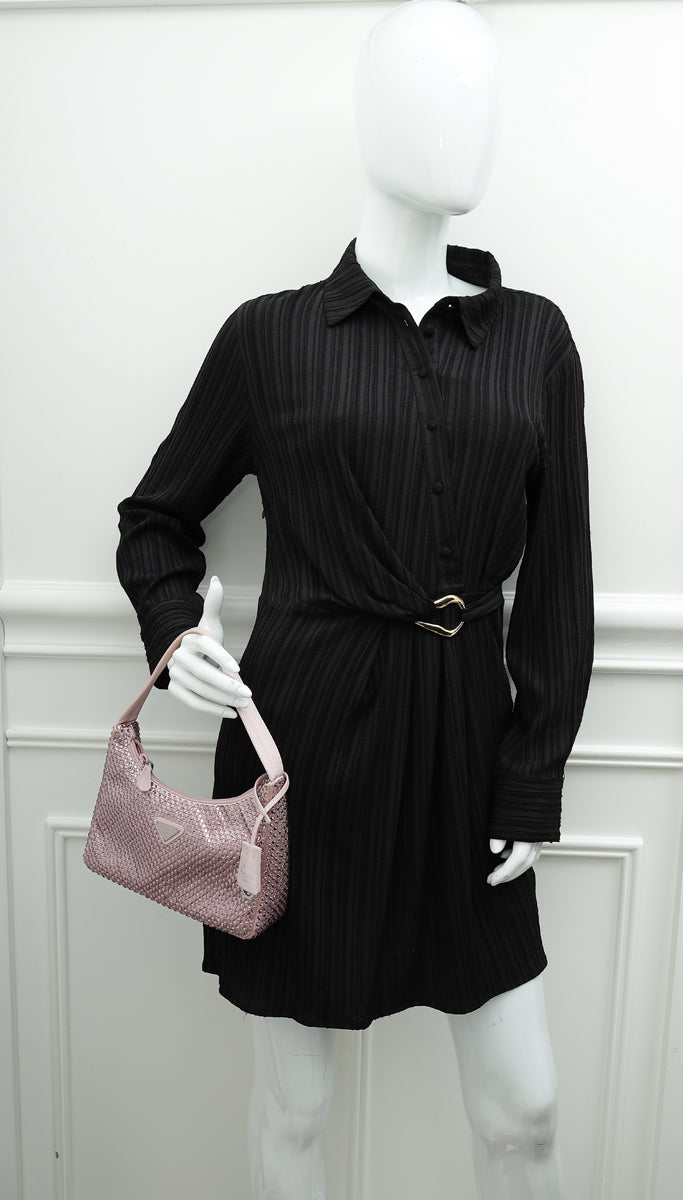 Prada Alabastro Mauve Crystal-Embellished Satin Re-Edition 2000