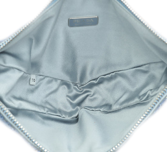 Load image into Gallery viewer, Prada Celeste Blue Triangle Studded Embellished Satin Crossbody Bag

