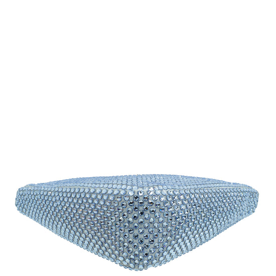 Load image into Gallery viewer, Prada Celeste Blue Triangle Studded Embellished Satin Crossbody Bag
