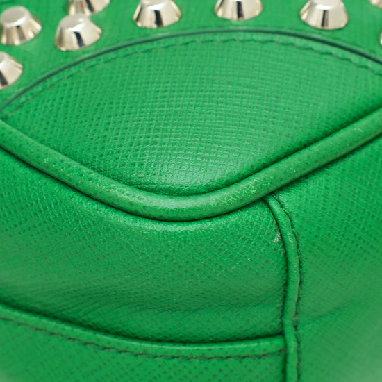 Prada Green Turn Lock Studded Embellished Flap Bag