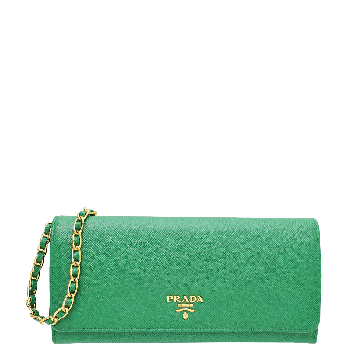 Prada Green Logo Wallet On Chain-Prada-THE CLOSET