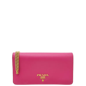 Prada Pink Vitello Move Wallet on Chain
