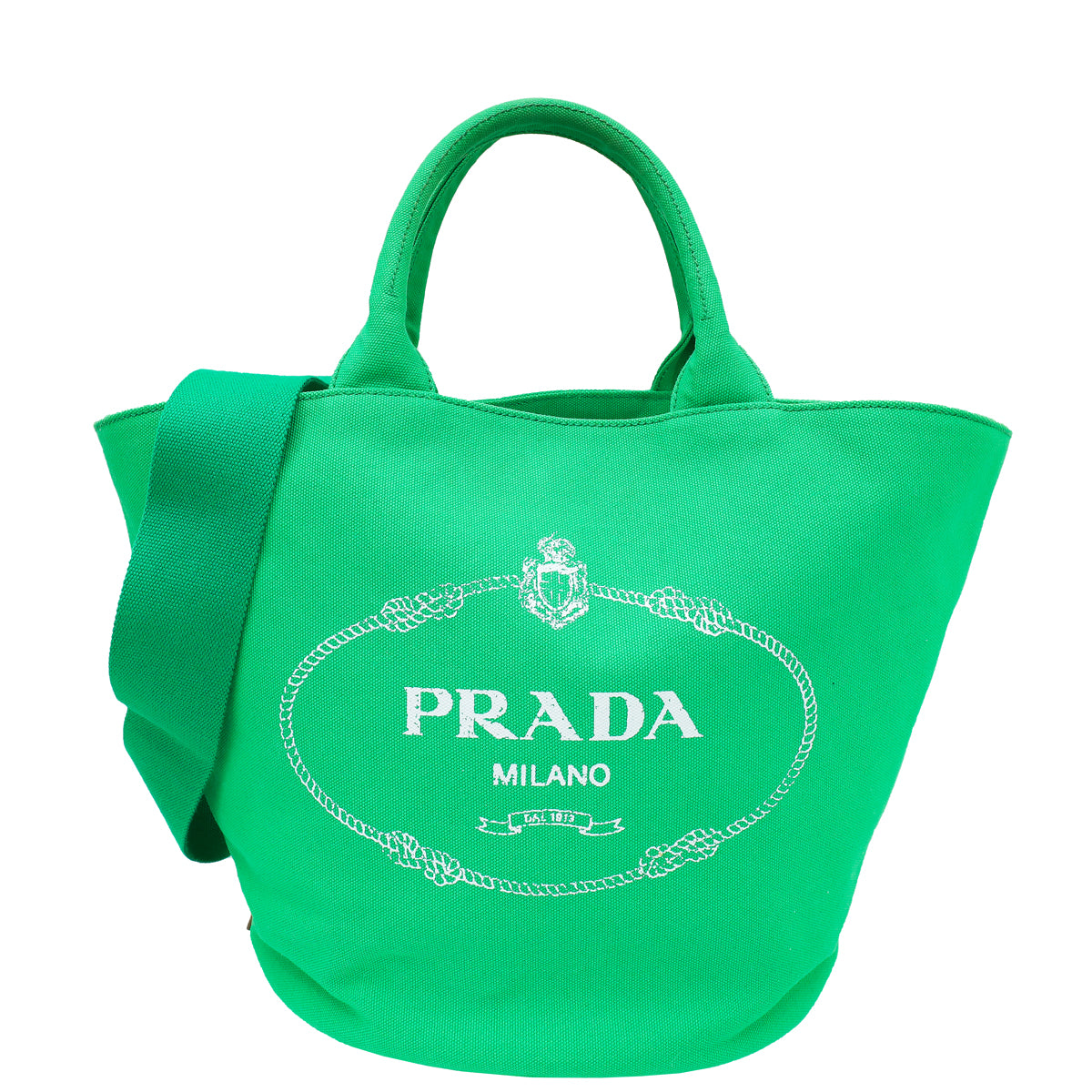 Prada Green Logo Canapa Tote Bag