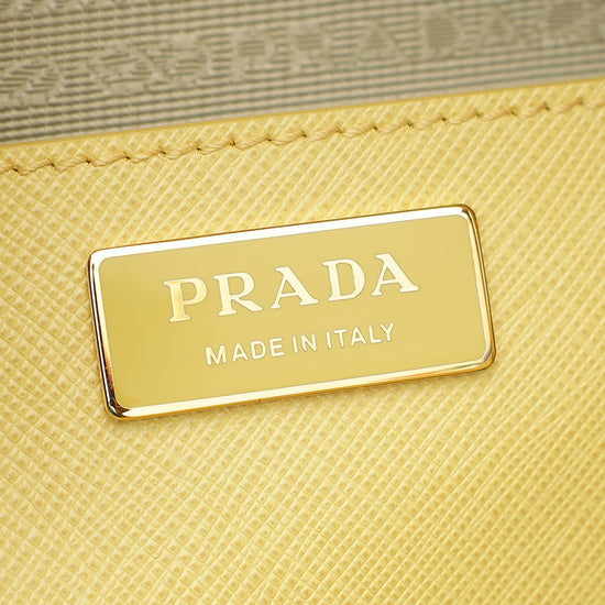 Prada Polline Yellow Lux Galleria Large Tote Bag