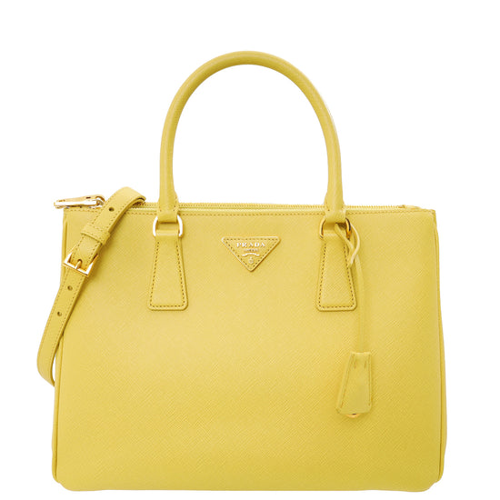 Prada Polline Yellow Lux Galleria Large Tote Bag