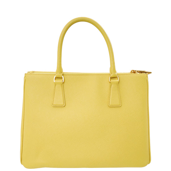 Prada Polline Yellow Lux Galleria Large Tote Bag