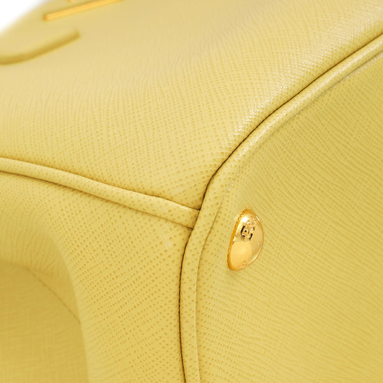 Prada Polline Yellow Lux Galleria Large Tote Bag