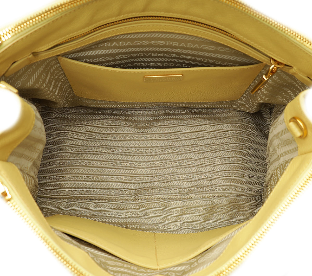 Prada Polline Yellow Lux Galleria Large Tote Bag