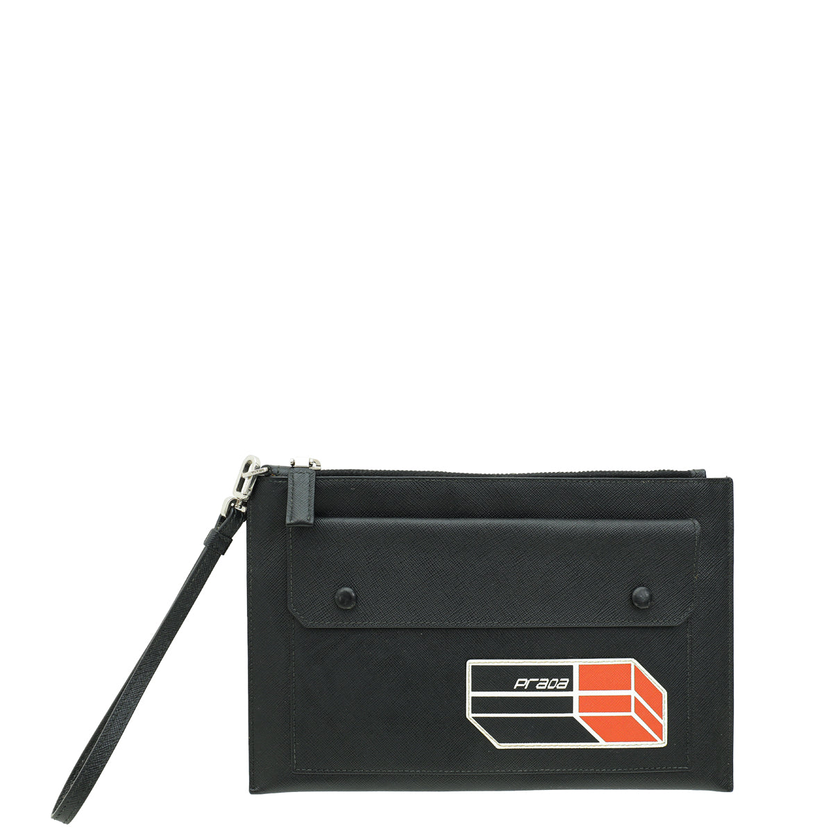 Prada Black Patch Logo Clutch