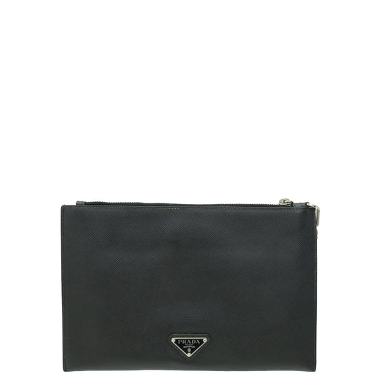 Prada Black Patch Logo Clutch