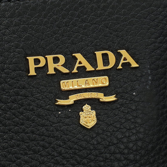 Prada Black Vitello Phenix Tote Bag