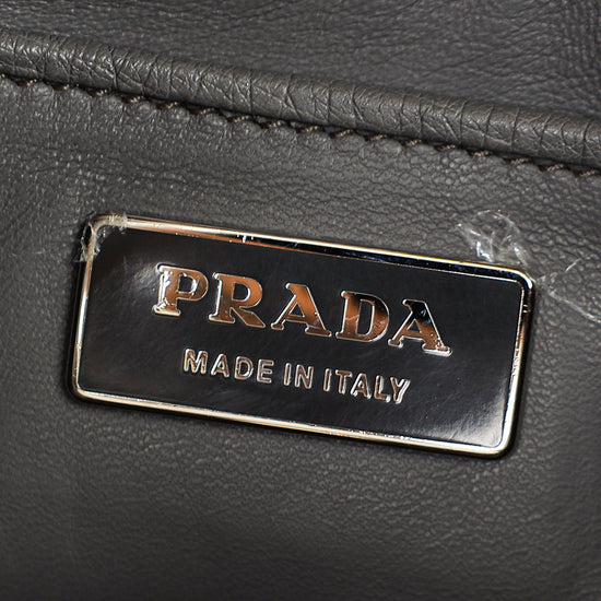 Prada Gray Ostrich Vertical Tote Bag
