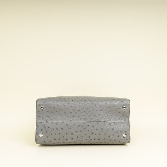 Prada Gray Ostrich Vertical Tote Bag