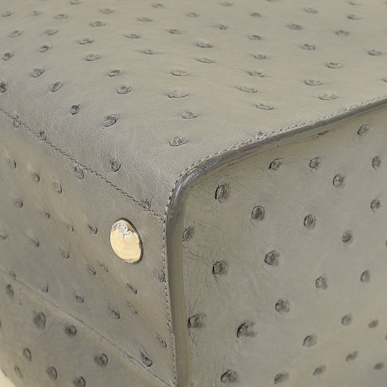 Prada Gray Ostrich Vertical Tote Bag