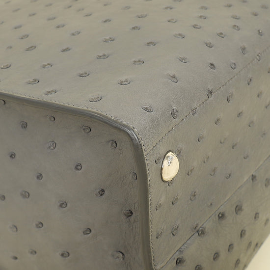 Prada Gray Ostrich Vertical Tote Bag