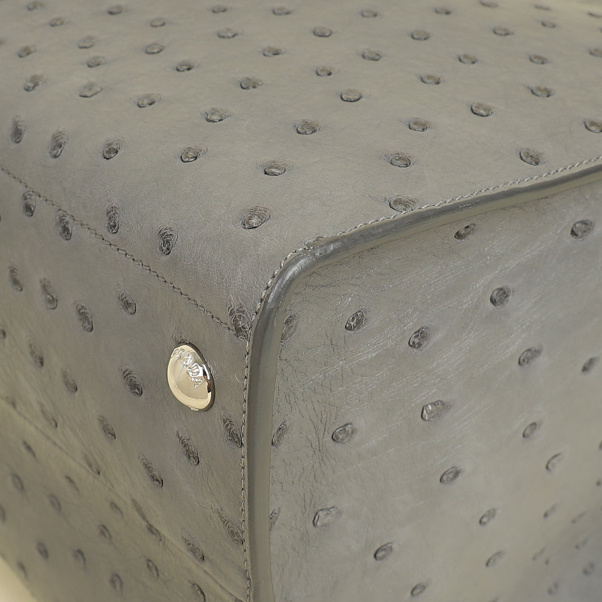 Prada Gray Ostrich Vertical Tote Bag