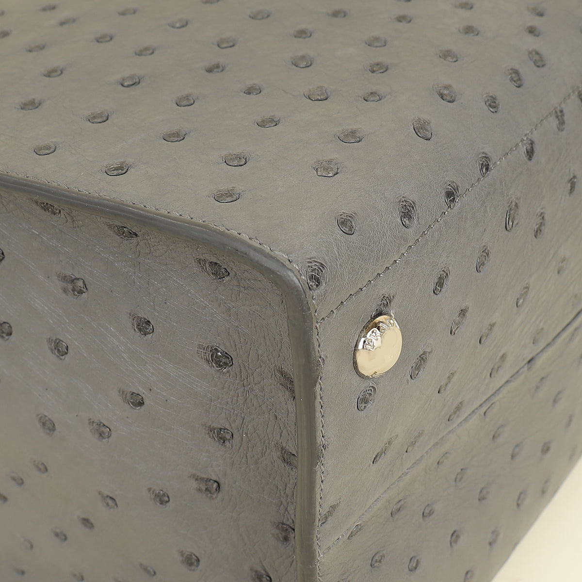 Prada Gray Ostrich Vertical Tote Bag