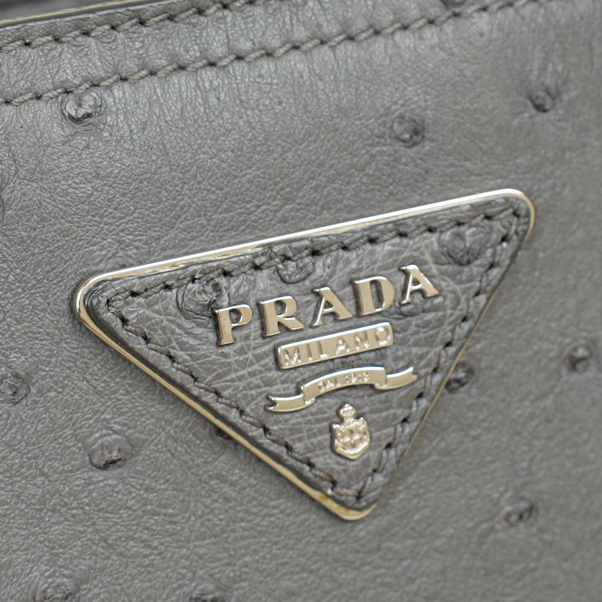 Prada Gray Ostrich Vertical Tote Bag