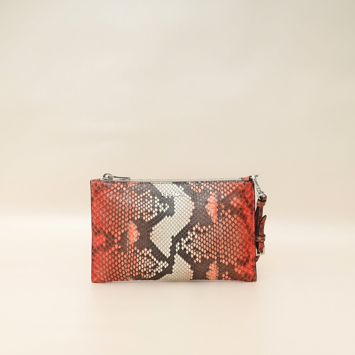 Prada Bicolor Python Slim Zip Wristlet Pouch-Prada-THE CLOSET