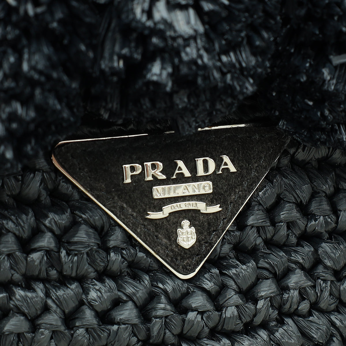 Prada Black Raffia Pom Pom Tote Bag