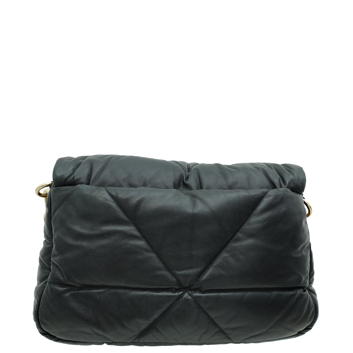 Prada Black Soft Padded Logo Embossed Triangle Quilted Shoulder Bag-Prada-THE CLOSET