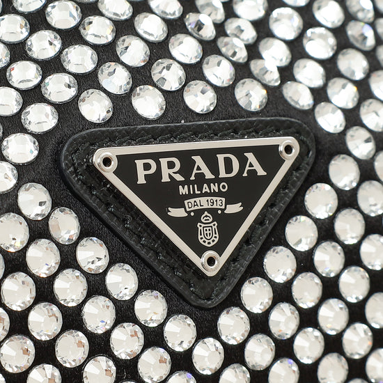 Prada Black Crystal-Embellished Satin Re-Edition 2000 Mini Bag-Prada-THE CLOSET
