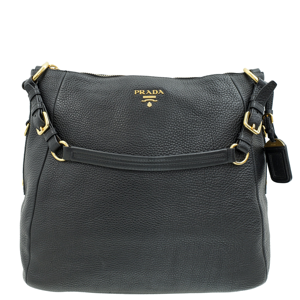 Prada Black Vitello Daino Hobo Bag-Prada-THE CLOSET