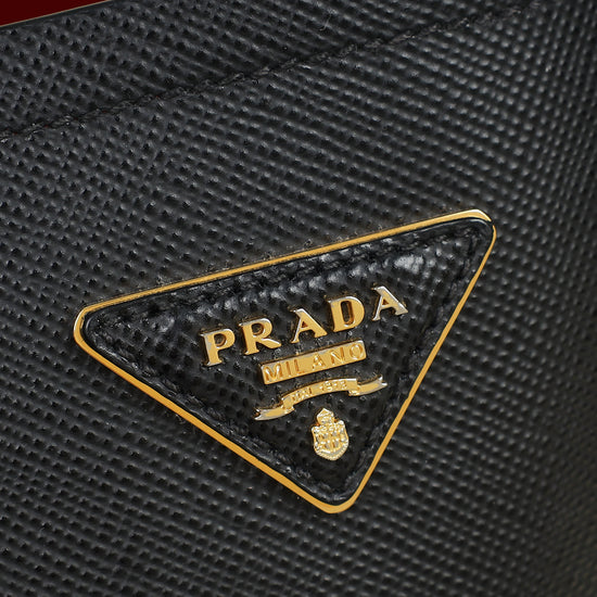 Prada Black Cuir Medium Double Tote Bag