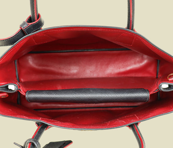 Prada Black Cuir Medium Double Tote Bag