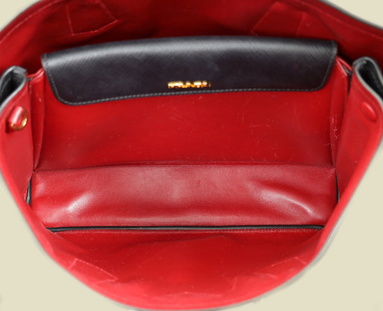 Prada Black Cuir Medium Double Tote Bag