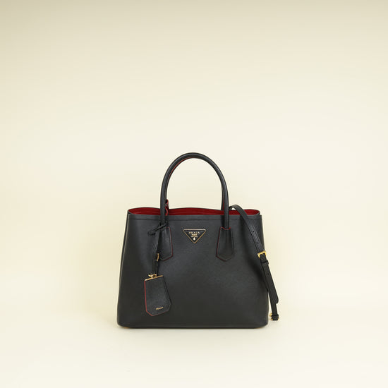 Prada Black Cuir Medium Double Tote Bag