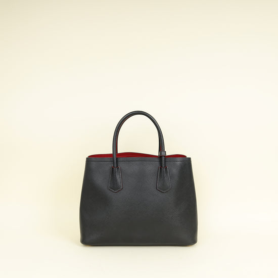 Prada Black Cuir Medium Double Tote Bag