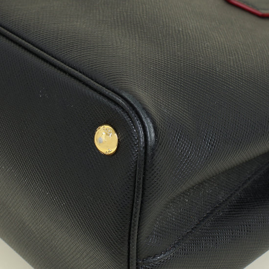 Prada Black Cuir Medium Double Tote Bag
