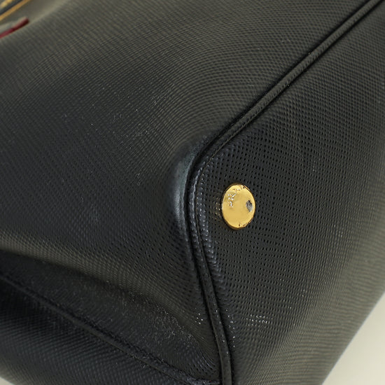 Prada Black Cuir Medium Double Tote Bag