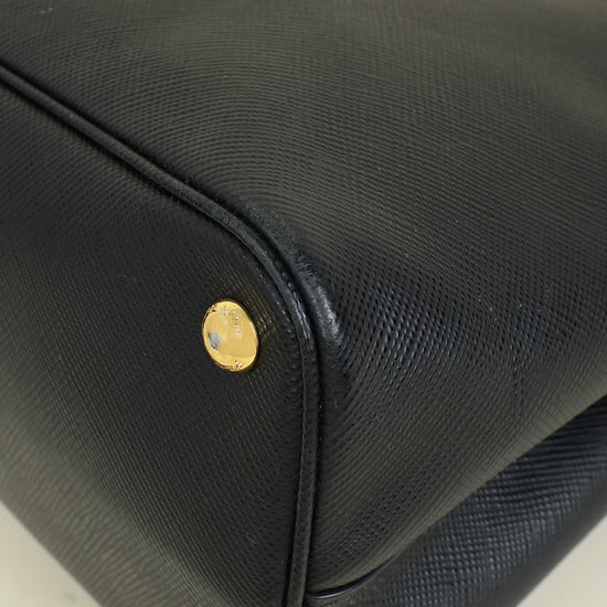 Prada Black Cuir Medium Double Tote Bag