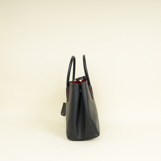 Prada Black Cuir Medium Double Tote Bag