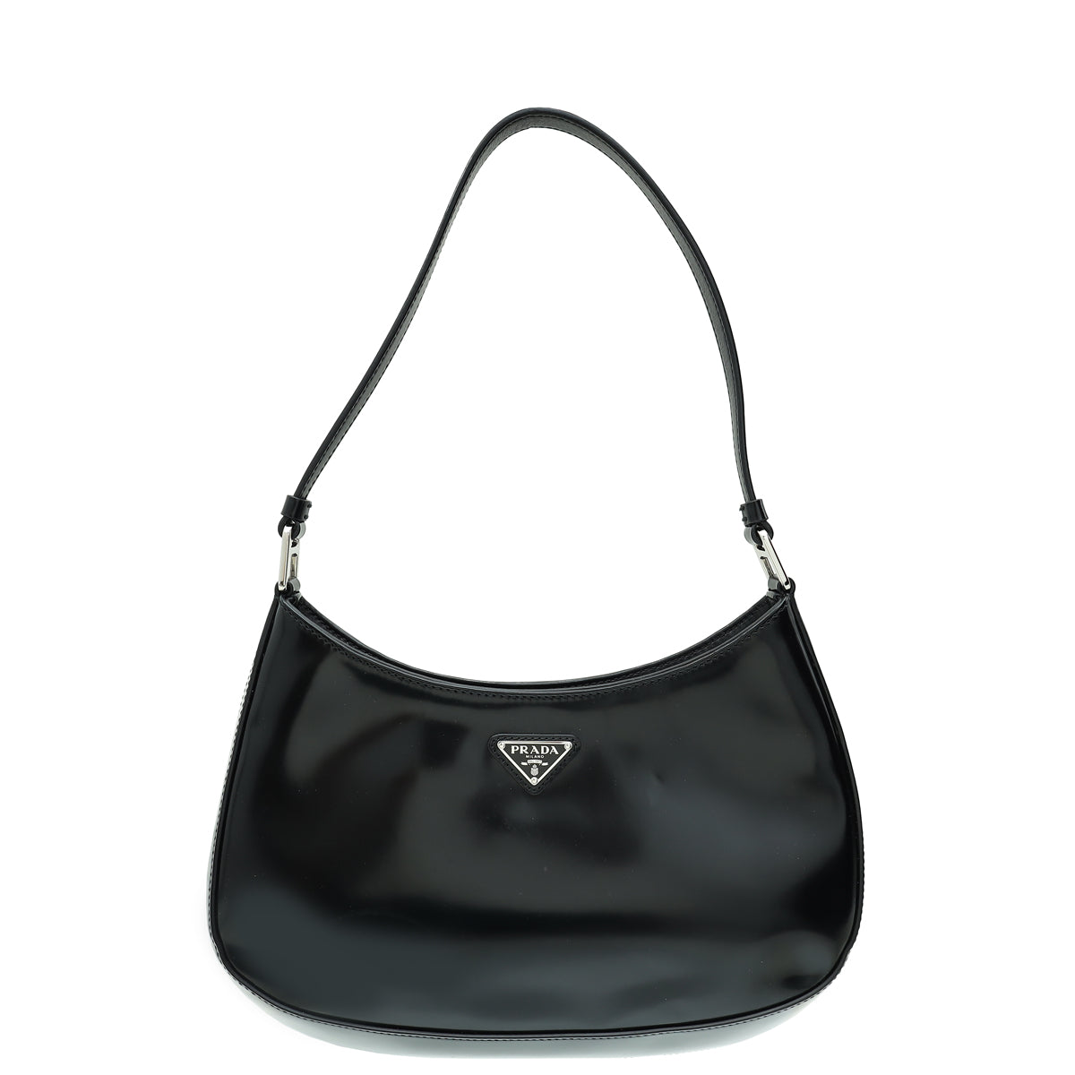 Prada Black Cleo Brushed Shoulder Bag-Prada-THE CLOSET