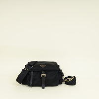 Prada Black Explore medium Re-Nylon Shoulder Bag with Flap