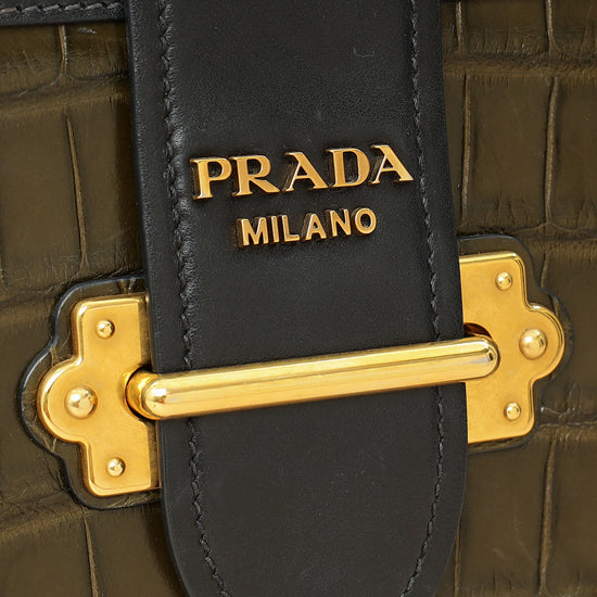 Prada Bicolor Cahier Matte Crocodile Bag-Prada-THE CLOSET