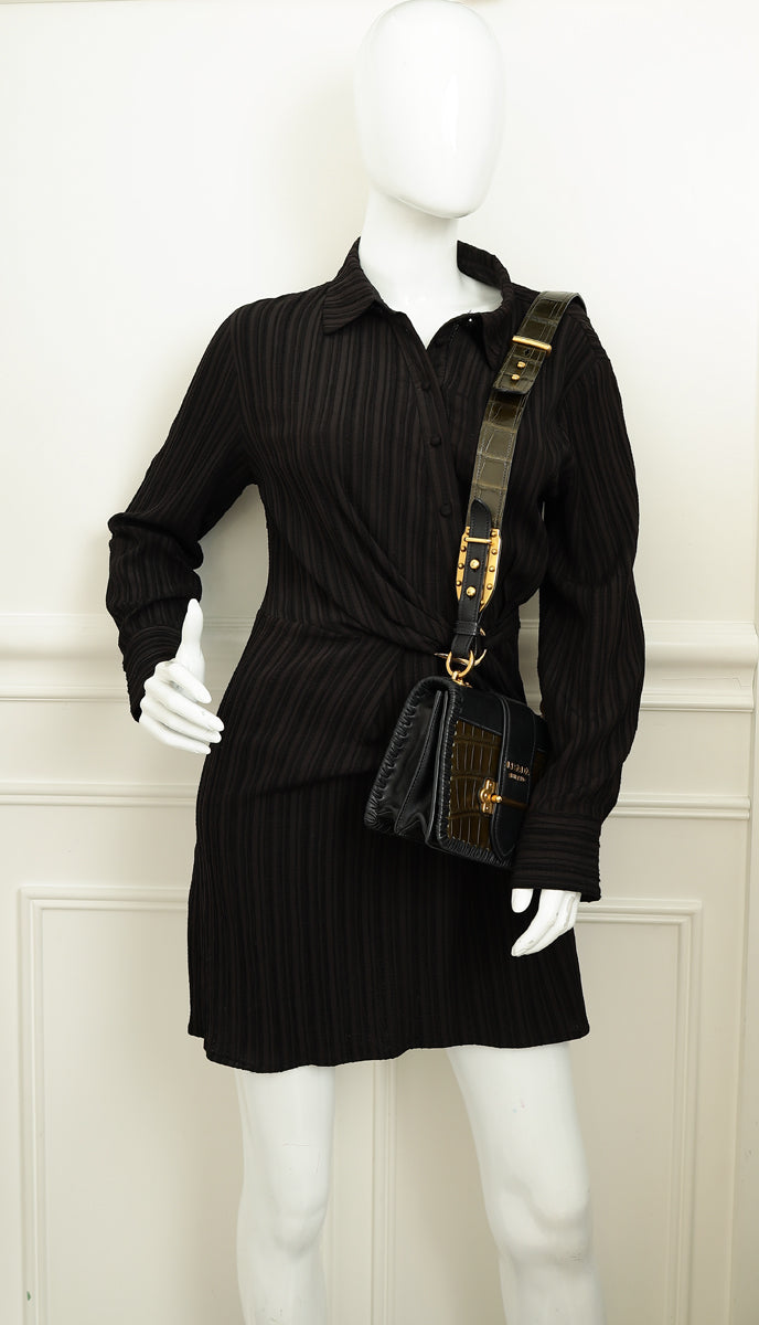 Prada Bicolor Cahier Matte Crocodile Bag-Prada-THE CLOSET