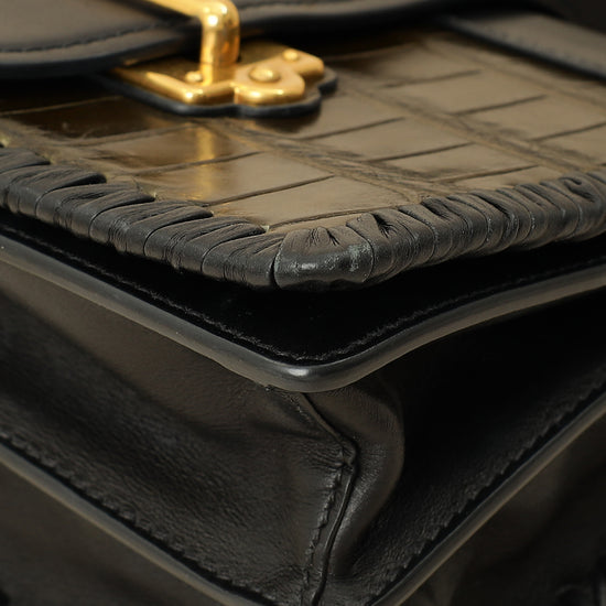 Prada Bicolor Cahier Matte Crocodile Bag-Prada-THE CLOSET
