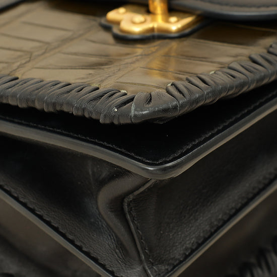 Prada Bicolor Cahier Matte Crocodile Bag-Prada-THE CLOSET