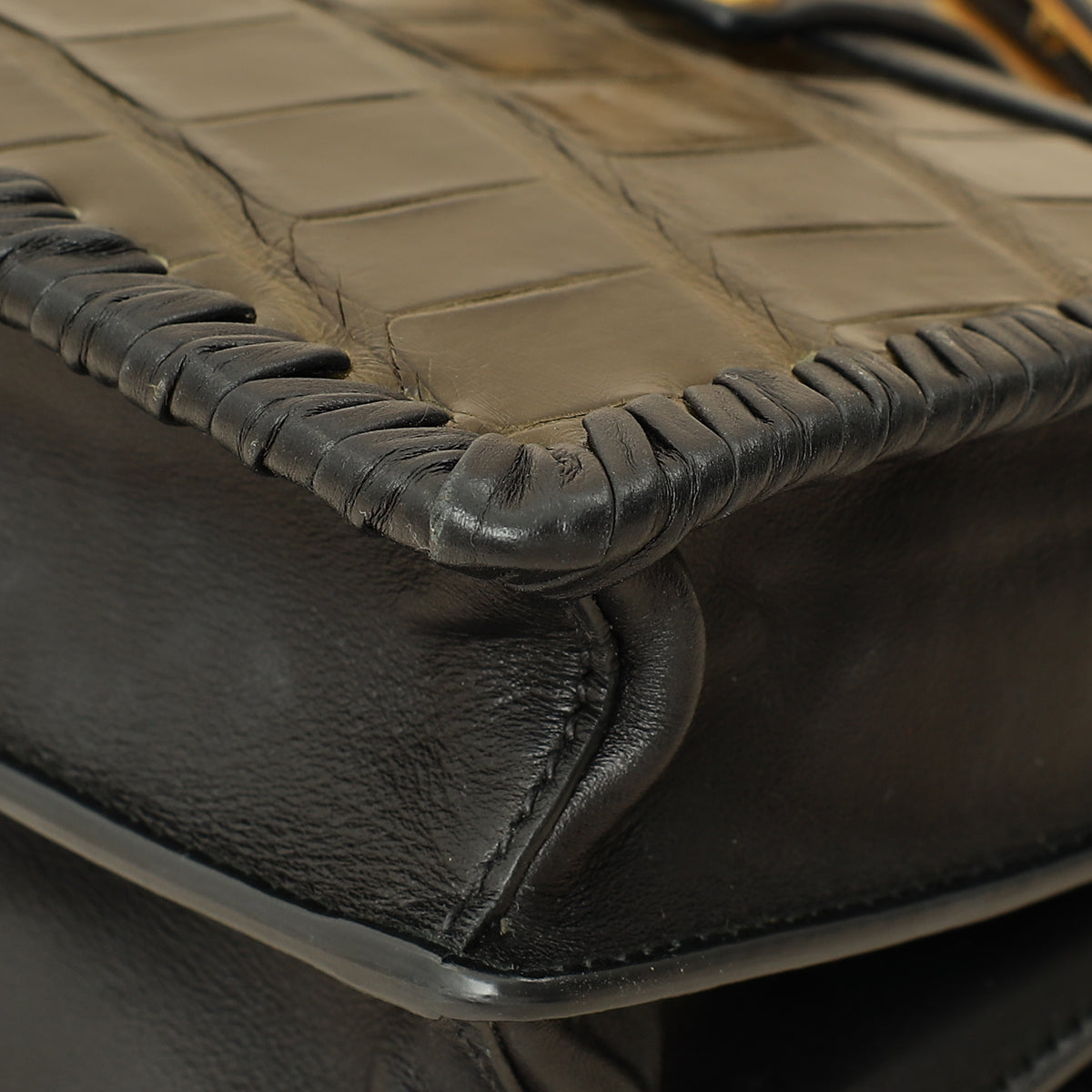 Prada Bicolor Cahier Matte Crocodile Bag-Prada-THE CLOSET