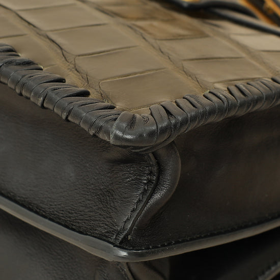 Prada Bicolor Cahier Matte Crocodile Bag-Prada-THE CLOSET