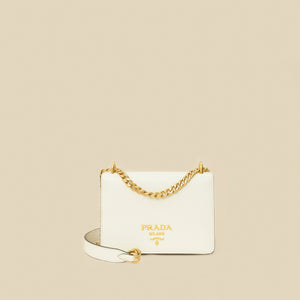 Prada White Flap Chain Crossbody Bag