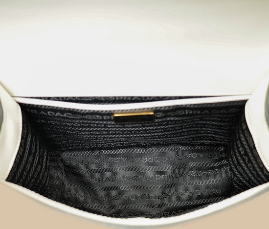 Prada White Flap Chain Crossbody Bag-Prada-THE CLOSET