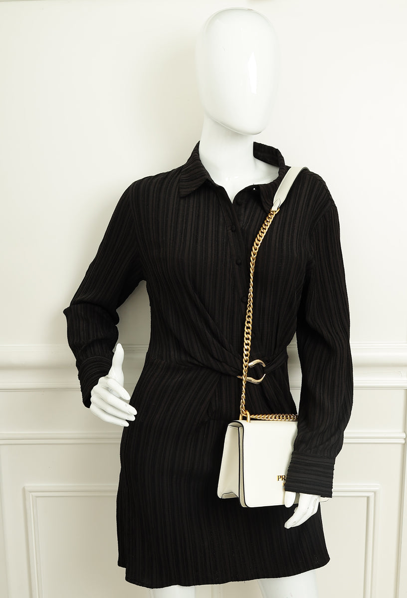 Prada White Flap Chain Crossbody Bag-Prada-THE CLOSET