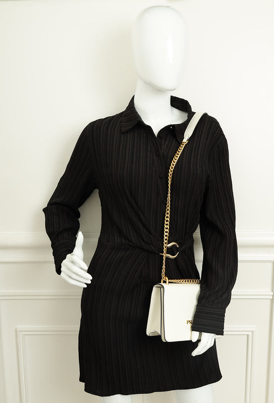 Prada White Flap Chain Crossbody Bag-Prada-THE CLOSET