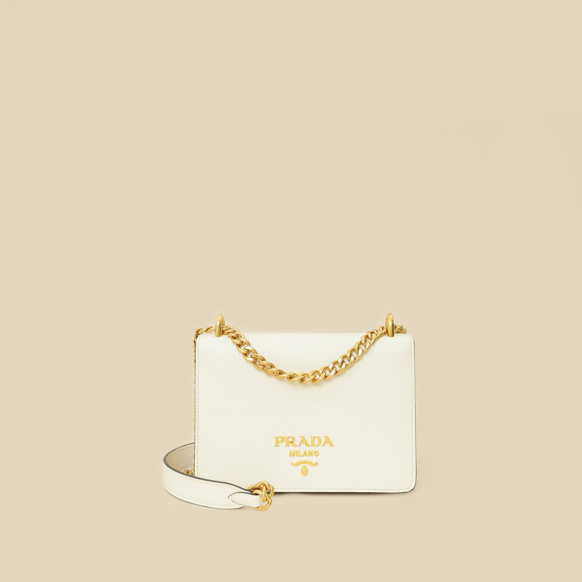 Prada White Flap Chain Crossbody Bag-Prada-THE CLOSET