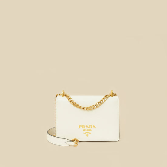 Prada White Flap Chain Crossbody Bag-Prada-THE CLOSET